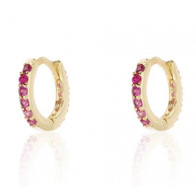 1 pair Round Snug Colorful Earrings Gold Plated Copper