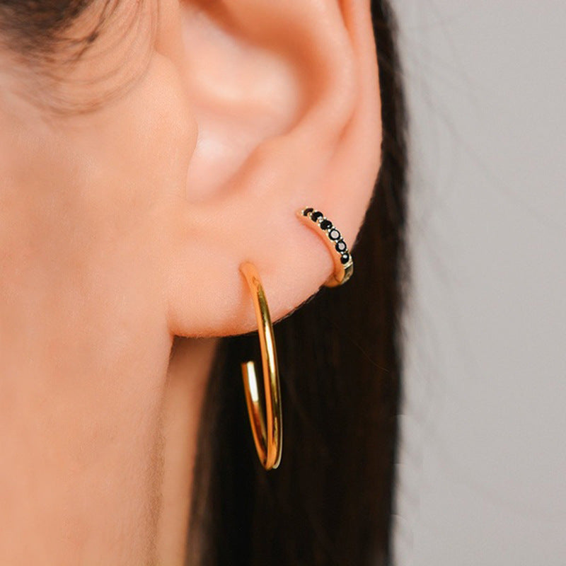 1 pair Round Snug Colorful Earrings Gold Plated Copper