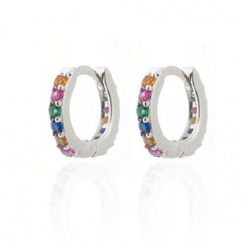 1 pair Round Snug Colorful Earrings Gold Plated Copper