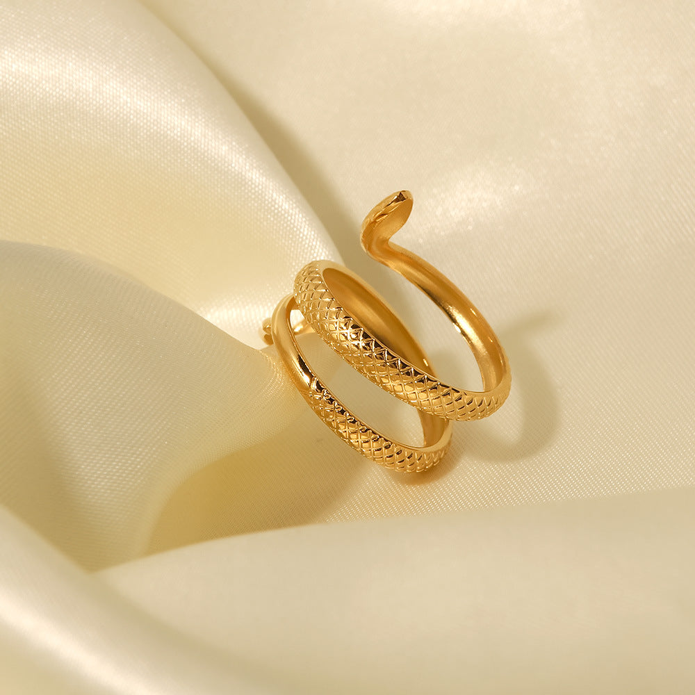 Wrap Snake 304 Stainless Steel 18K Gold Plated Open Ring