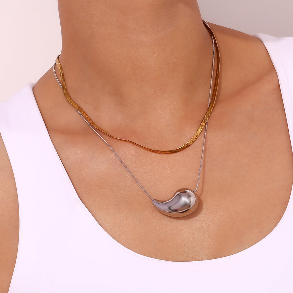 Tear/Water Drop Stainless Steel 18K Gold Plated Necklace