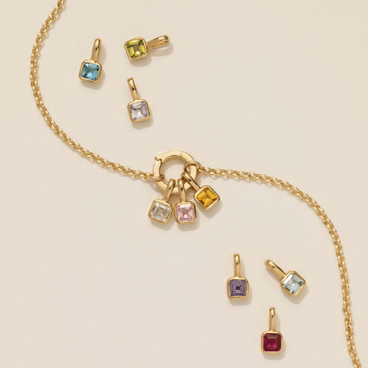 Key To My Heart Birthstone Stainless Steel Necklace