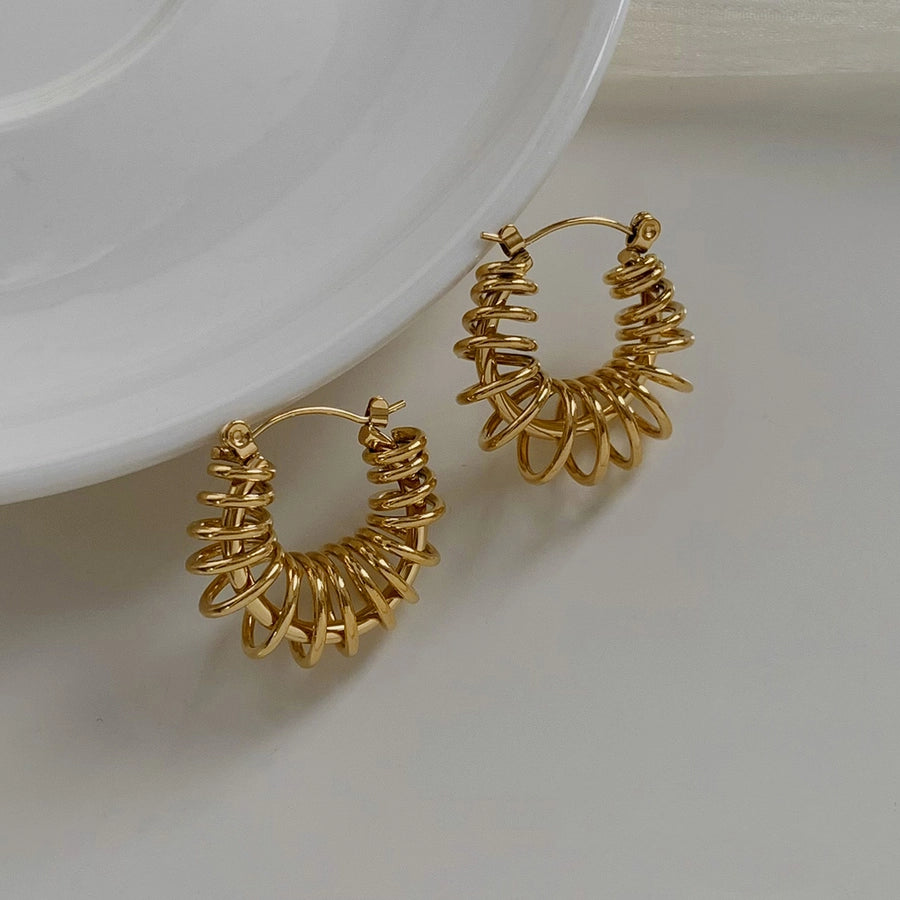1 Pair Twirl 304 Stainless Steel 16K Gold-Plated or White Gold-Plated Earrings