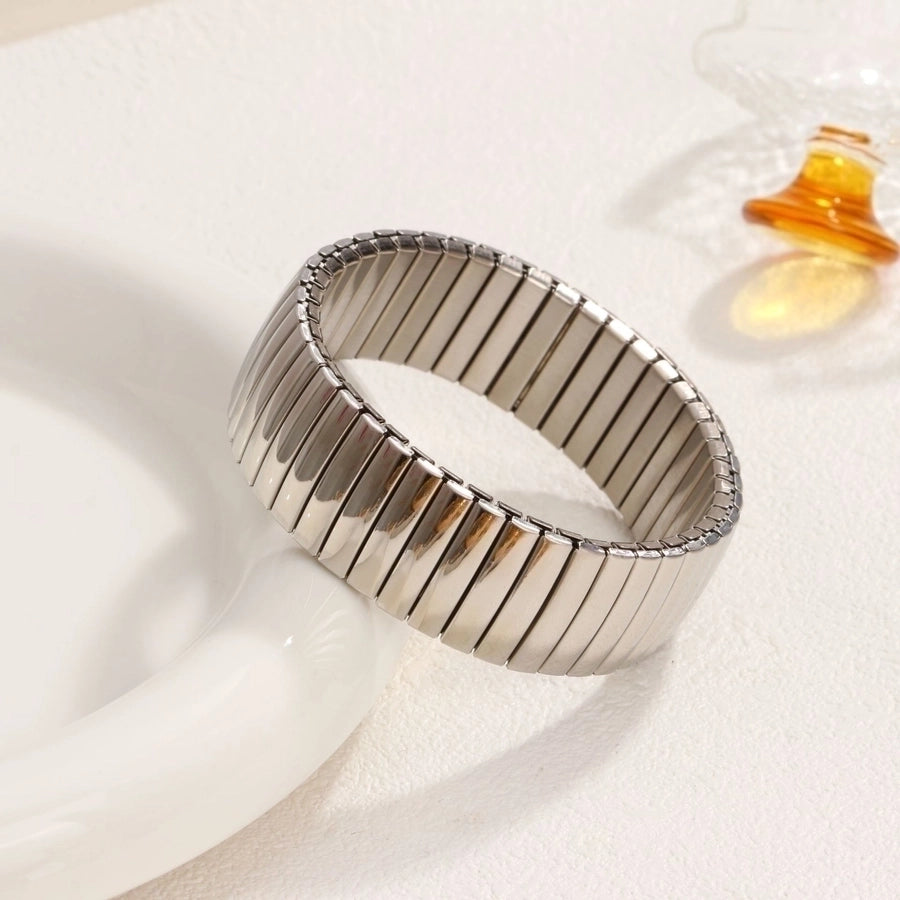 Stackable Stretch Bracelets Stainless Steel, 18K Gold Plated Zircon