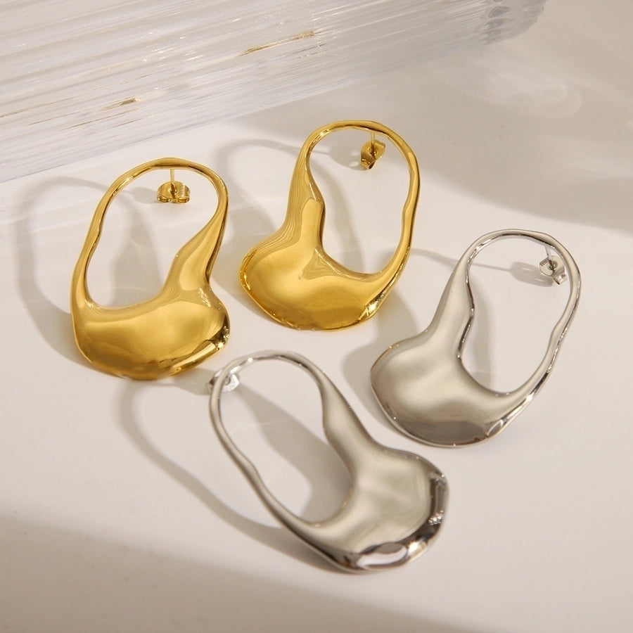 1 Pair Lux Style Solid Color Stainless Steel 18K Gold Plated Earings