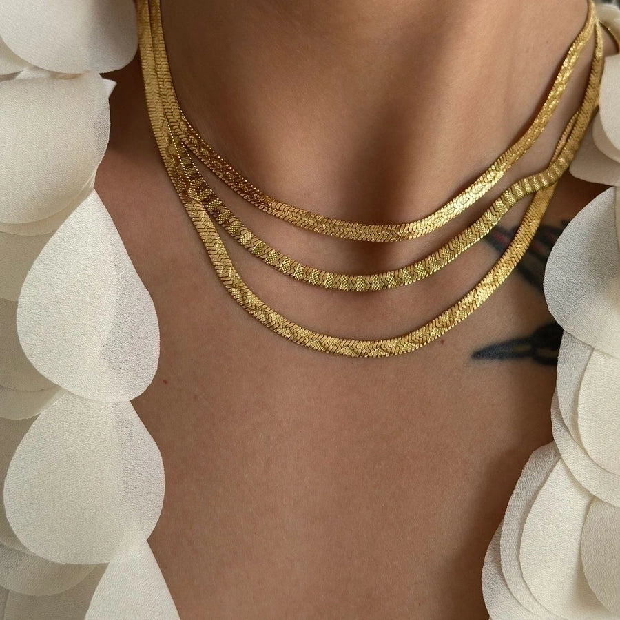 Brush of Goodness Stainless Steel 18K Gold Plated Necklace, Bracelet