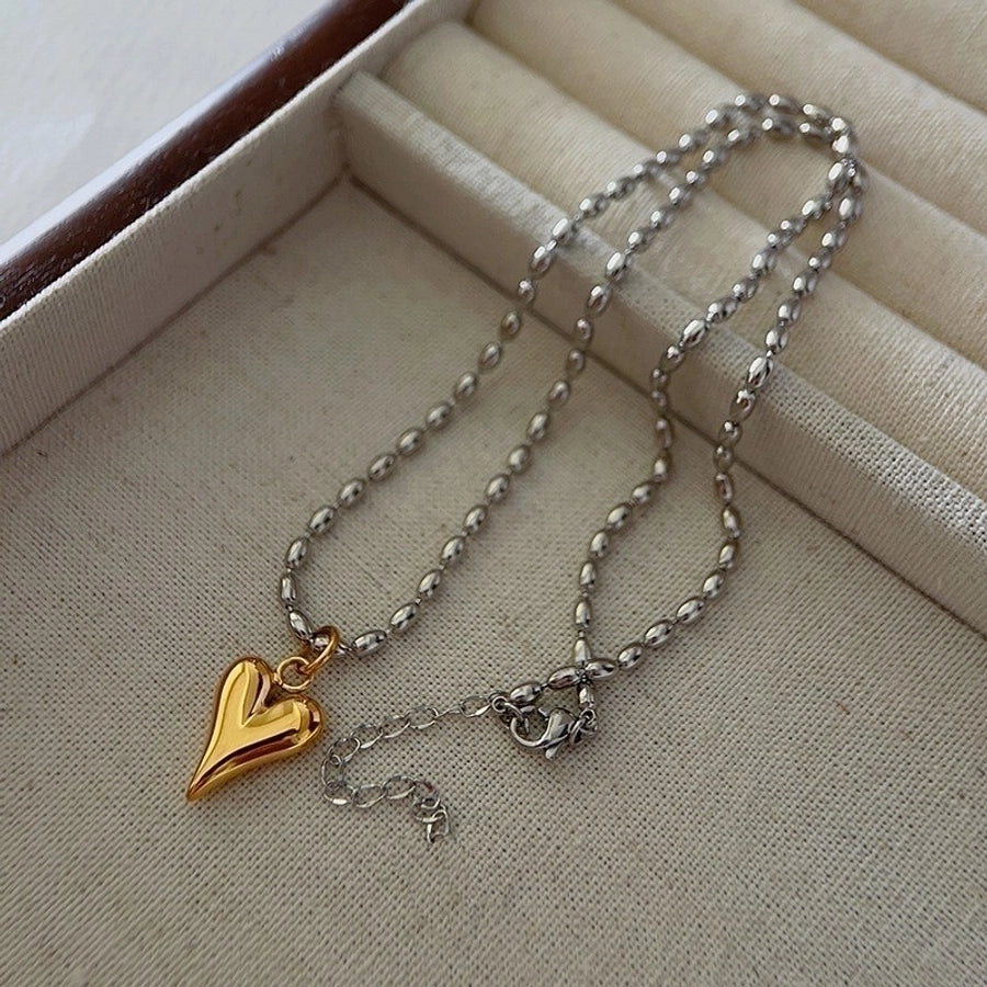 Hearts Of Love Beaded Necklace Stainless Steel 18K Gold Plated
