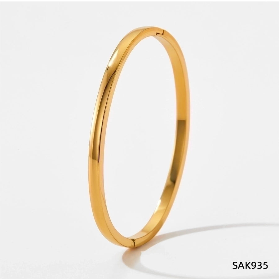 Simply Gorge Stainless Steel 16K Gold Plated White Gold-Plated Zircon Bangles