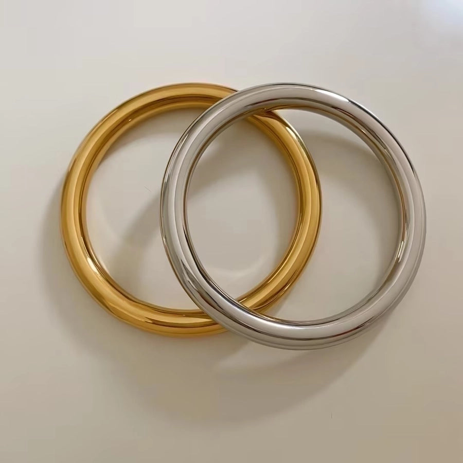 Bulky Lover Bangle Stainless Steel 16K Gold Plated, White Gold Plated