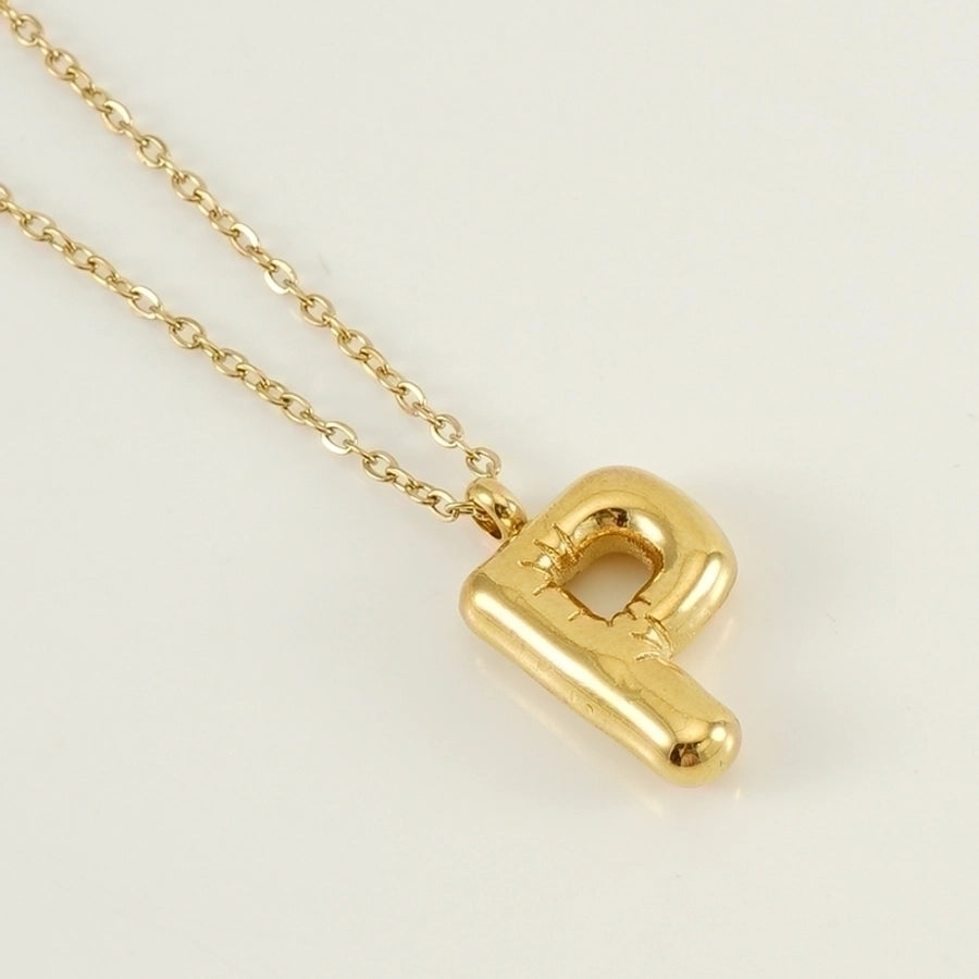 Level Up Letter Necklace Stainless Steel Titanium Steel 18K Gold Plated