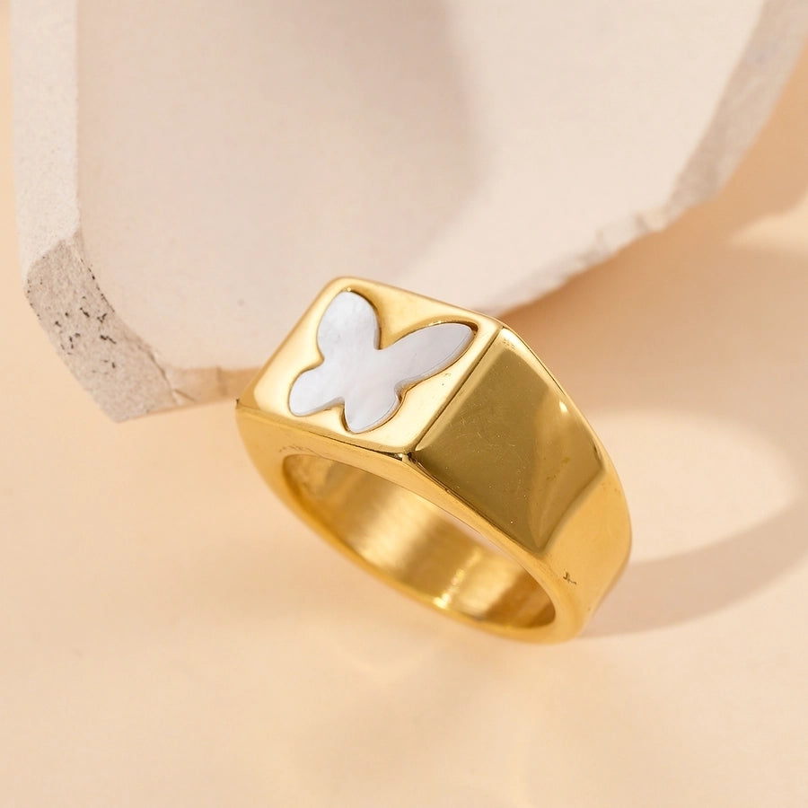 Modern-Day Babe Stainless-Steel 14K Gold Plated Rings