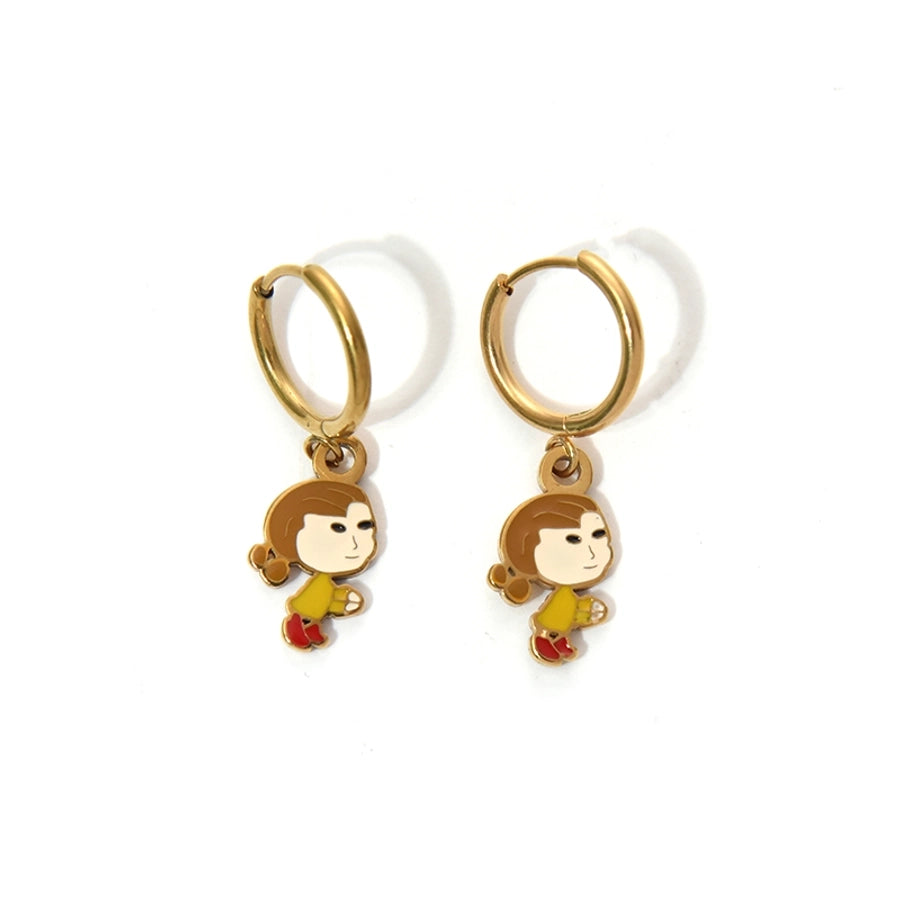 Girls Animal Drop Earrings Stainless Steel 14K Gold Plated