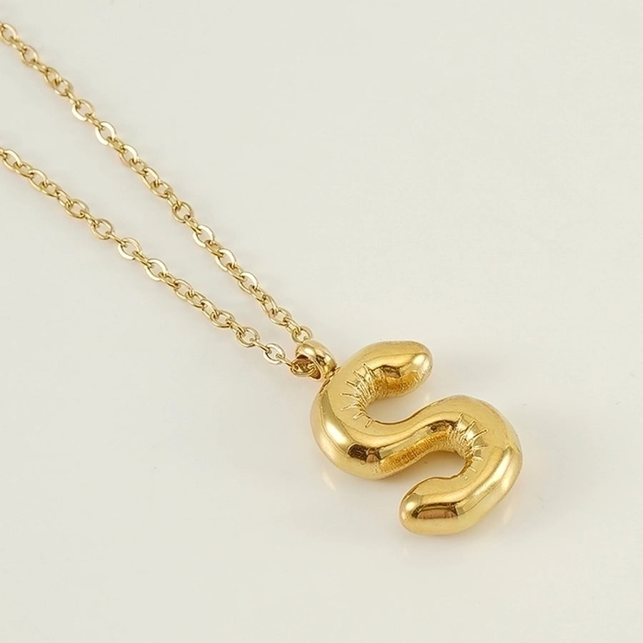 Level Up Letter Necklace Stainless Steel Titanium Steel 18K Gold Plated