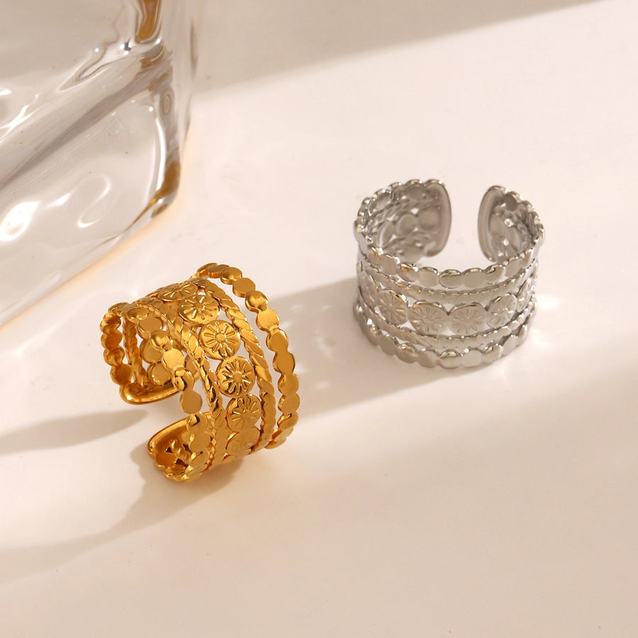 Cuff Stainless Steel 18K Gold Plated Ring