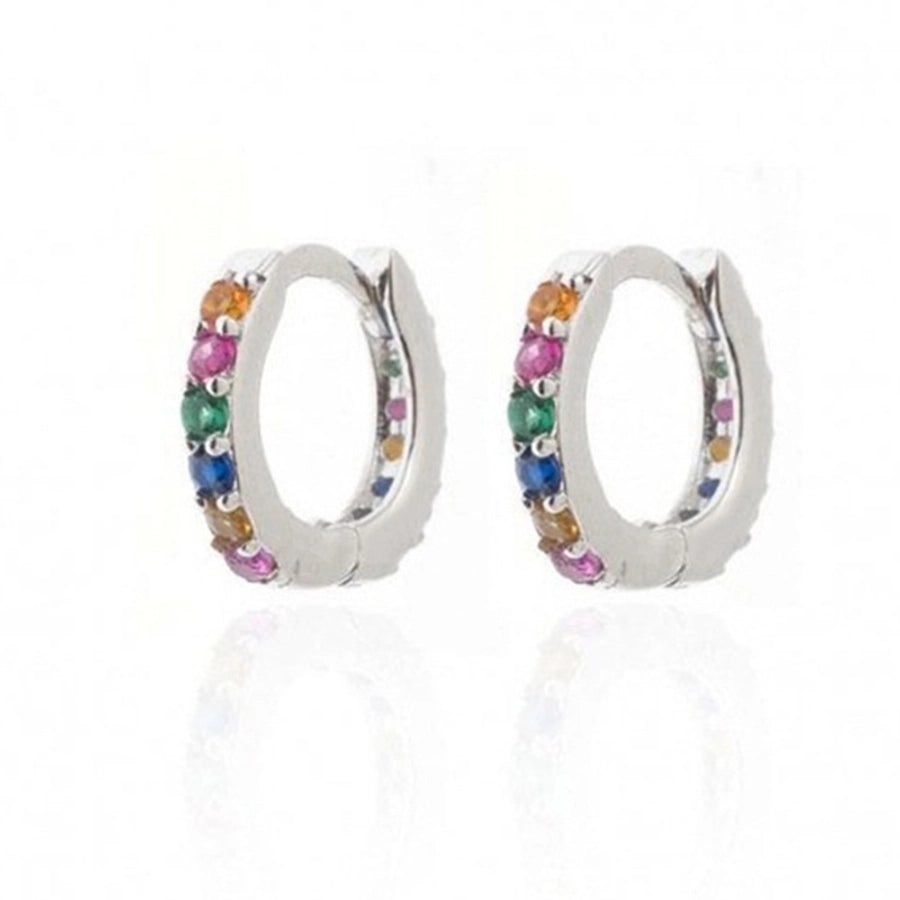 1 pair Round Snug Colorful Earrings Gold Plated Copper