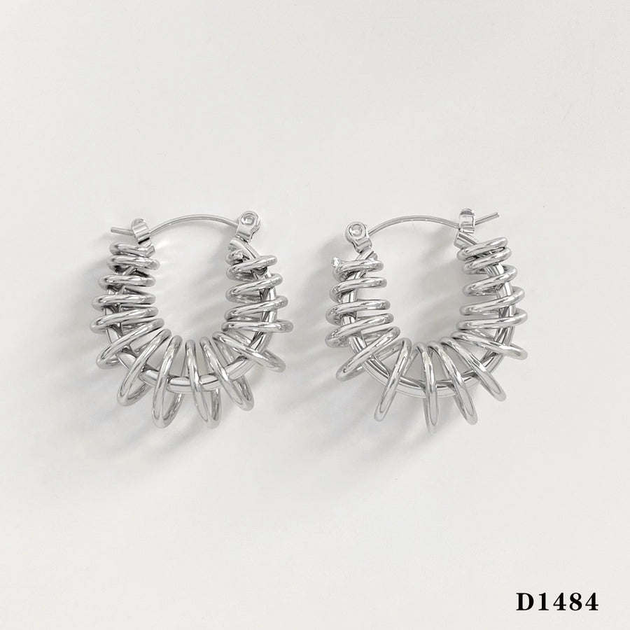 1 Pair Twirl 304 Stainless Steel 16K Gold-Plated or White Gold-Plated Earrings