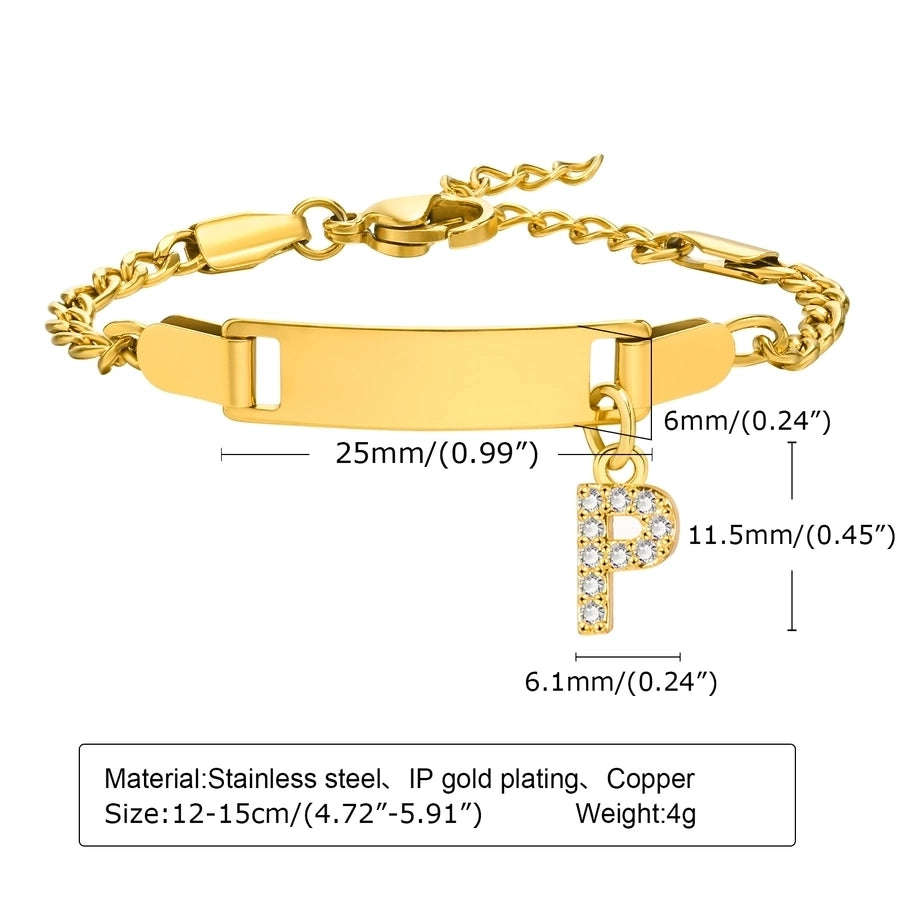 Initial Zircon Stainless Steel Bar Bracelet