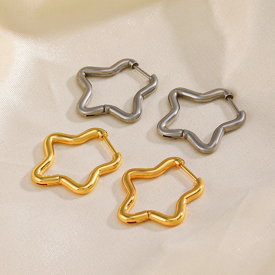 1 Pair Star Stainless Steel 18K Gold Plated Earrings
