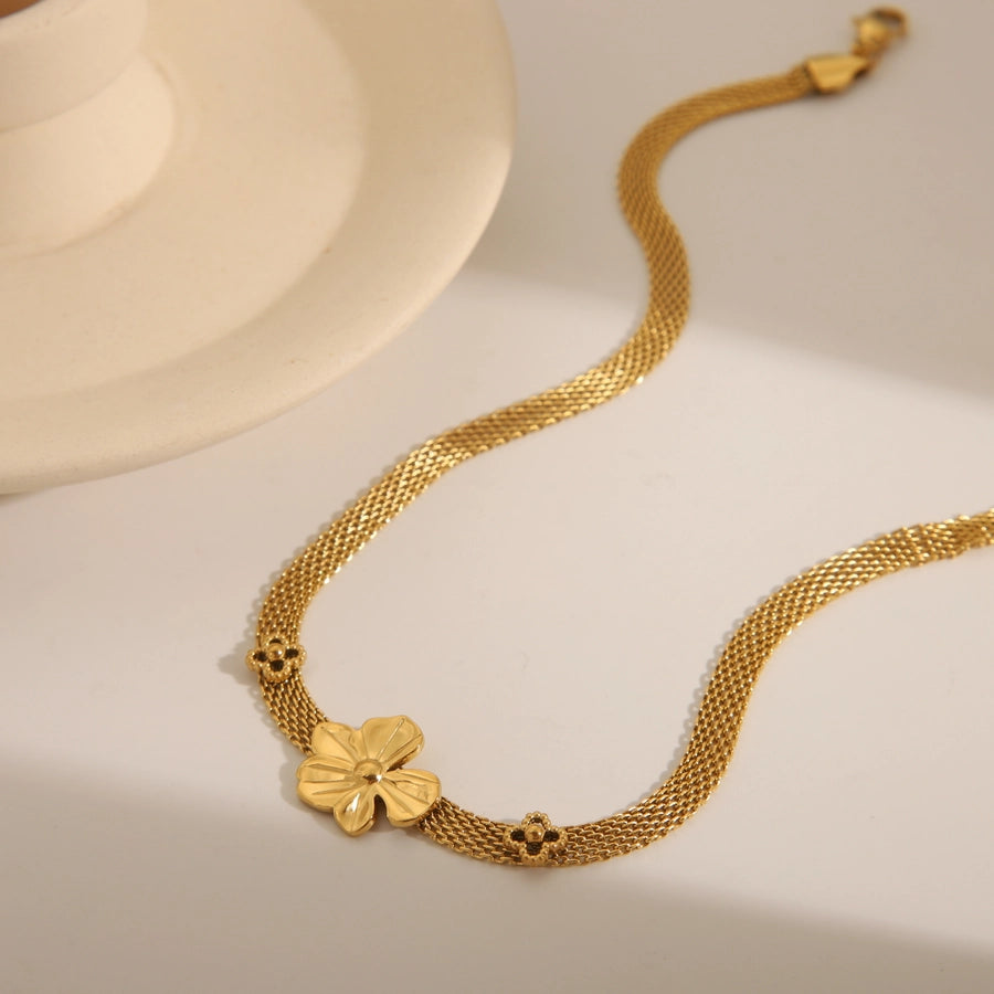 Living Lavish Stainless-Steel Zircon 18K Gold Plated Pendant Necklaces
