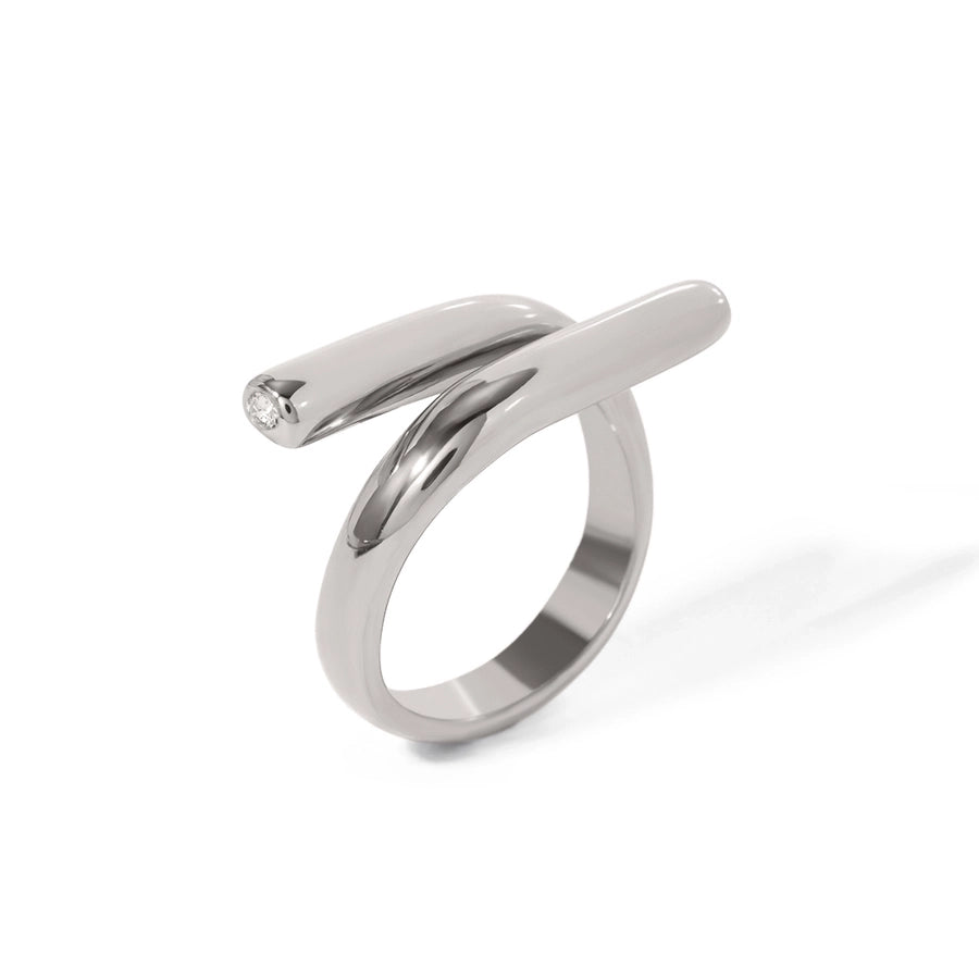 Opposite Bar Modern Style Stainless Steel 18K Gold Plated Ring