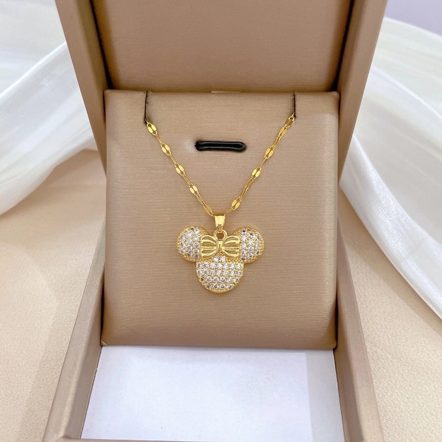 Girls Stainless Steel Copper Zircon Pendant Necklace