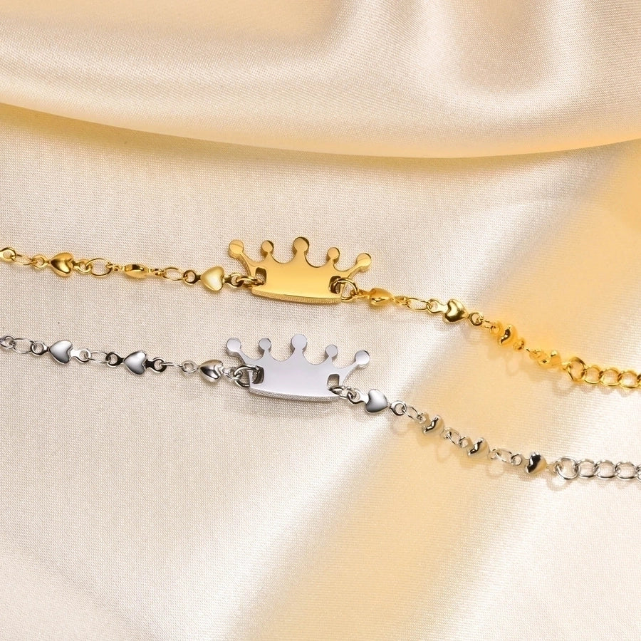 Crown Kids/Baby Stainless Steel 18k Gold Plated Bracelet