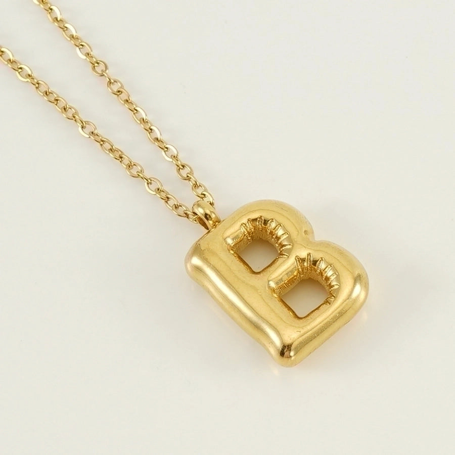 Level Up Letter Necklace Stainless Steel Titanium Steel 18K Gold Plated