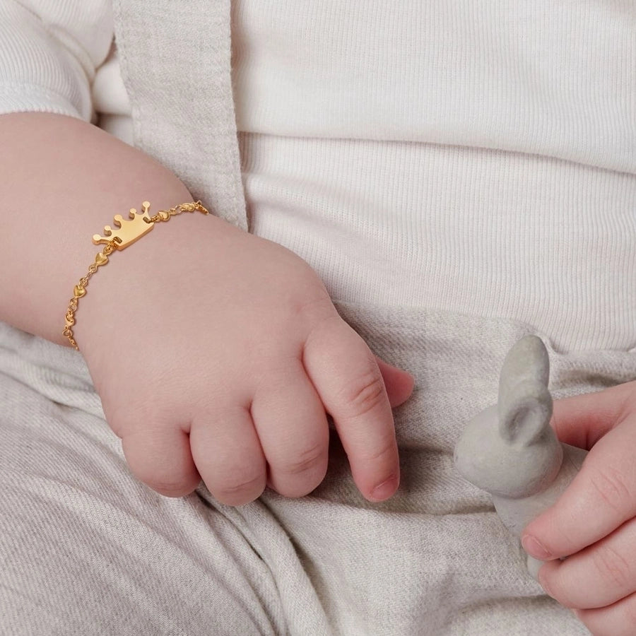 Crown Kids/Baby Stainless Steel 18k Gold Plated Bracelet