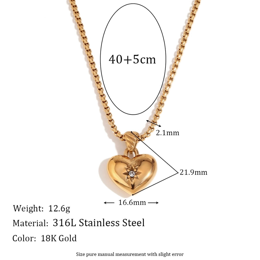 Love Me Beyond Heart Stainless Steel Zircon 18K Gold Plated Necklace