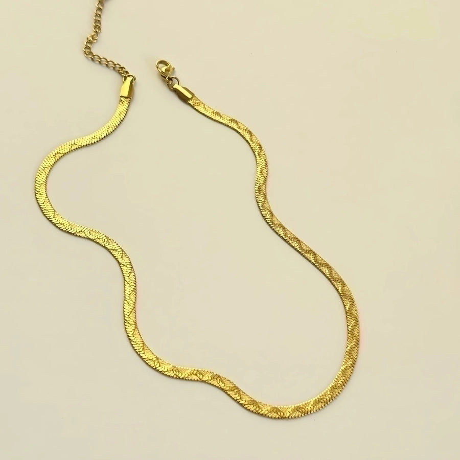 Brush of Goodness Stainless Steel 18K Gold Plated Necklace, Bracelet