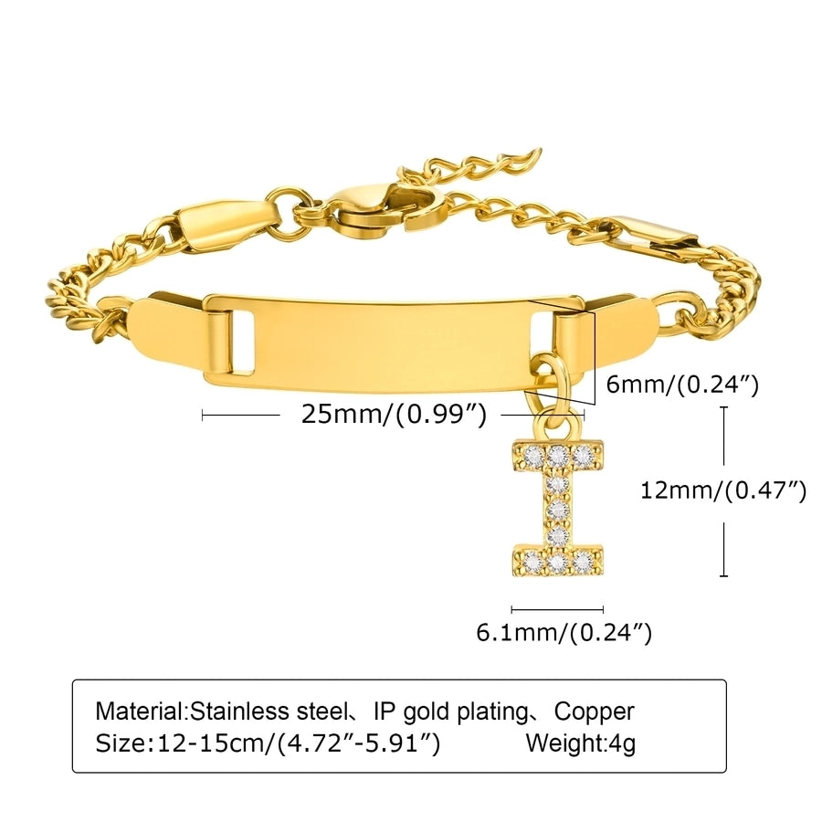 Initial Zircon Stainless Steel Bar Bracelet