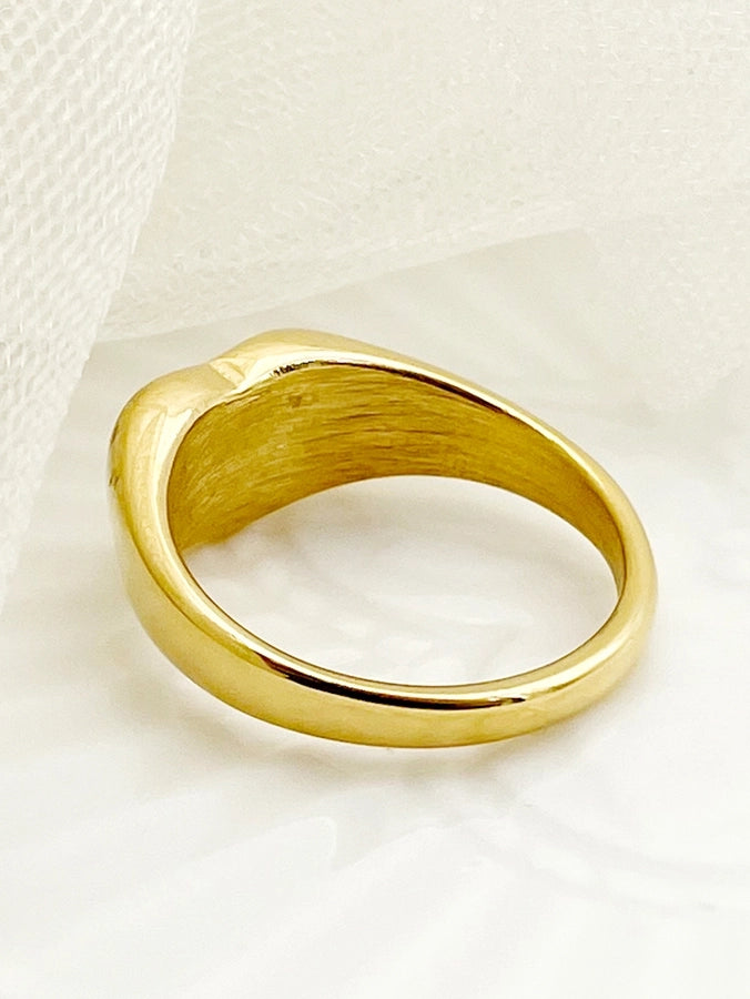 Shining Star Stainless Steel Zircon 14K Gold Plated Ring
