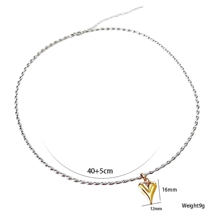 Hearts Of Love Beaded Necklace Stainless Steel 18K Gold Plated