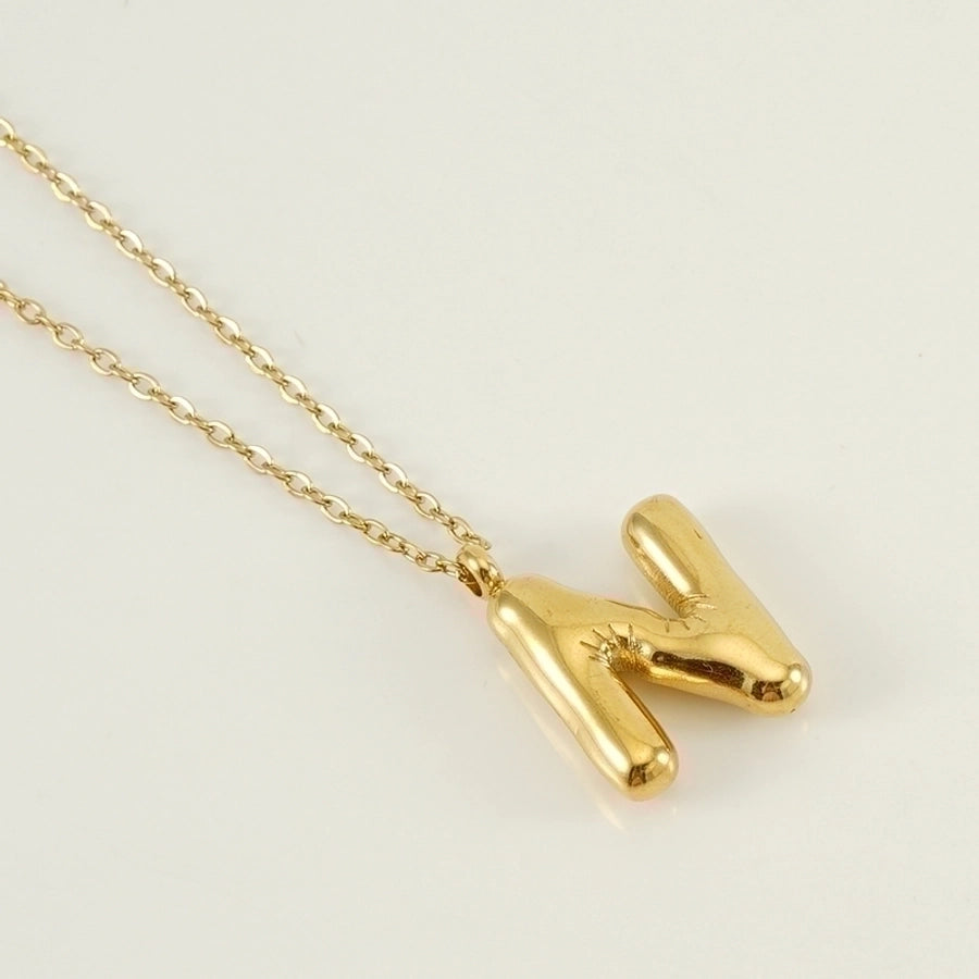 Level Up Letter Necklace Stainless Steel Titanium Steel 18K Gold Plated