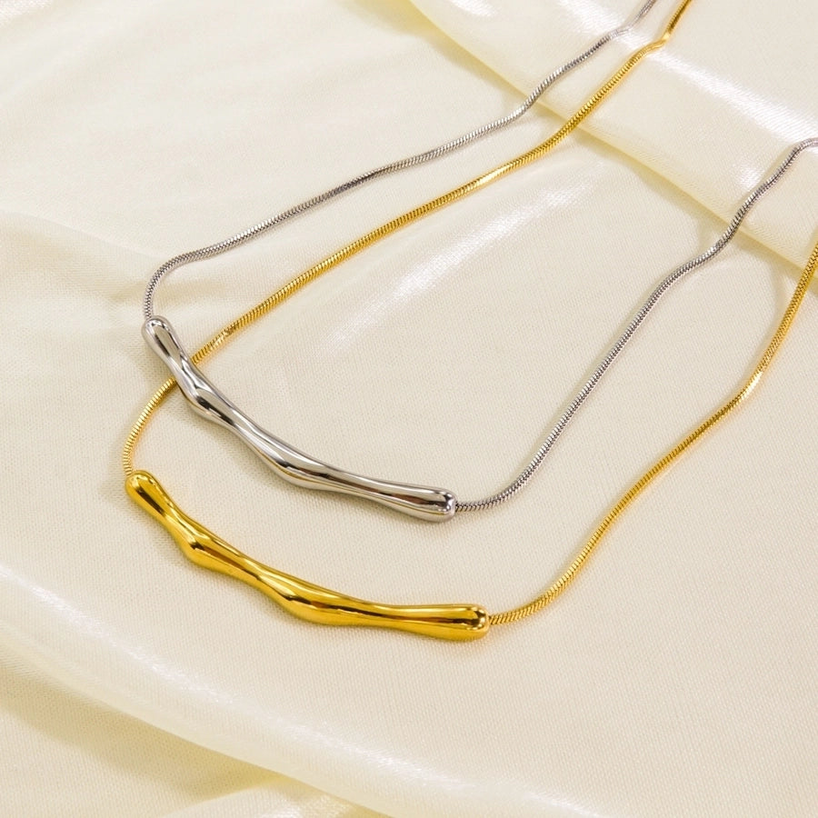 Bar Necklace Stainless Steel, 18K Gold Plated