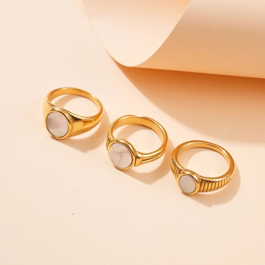 Modern-Day Babe Stainless-Steel 14K Gold Plated Rings