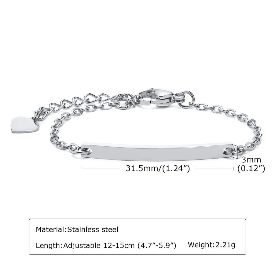 Everyday Wear Kids Bar Shape Stainless Steel Bracelets