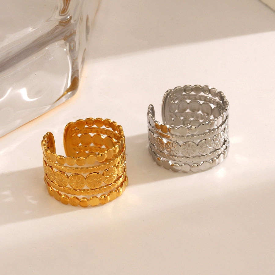 Cuff Stainless Steel 18K Gold Plated Ring