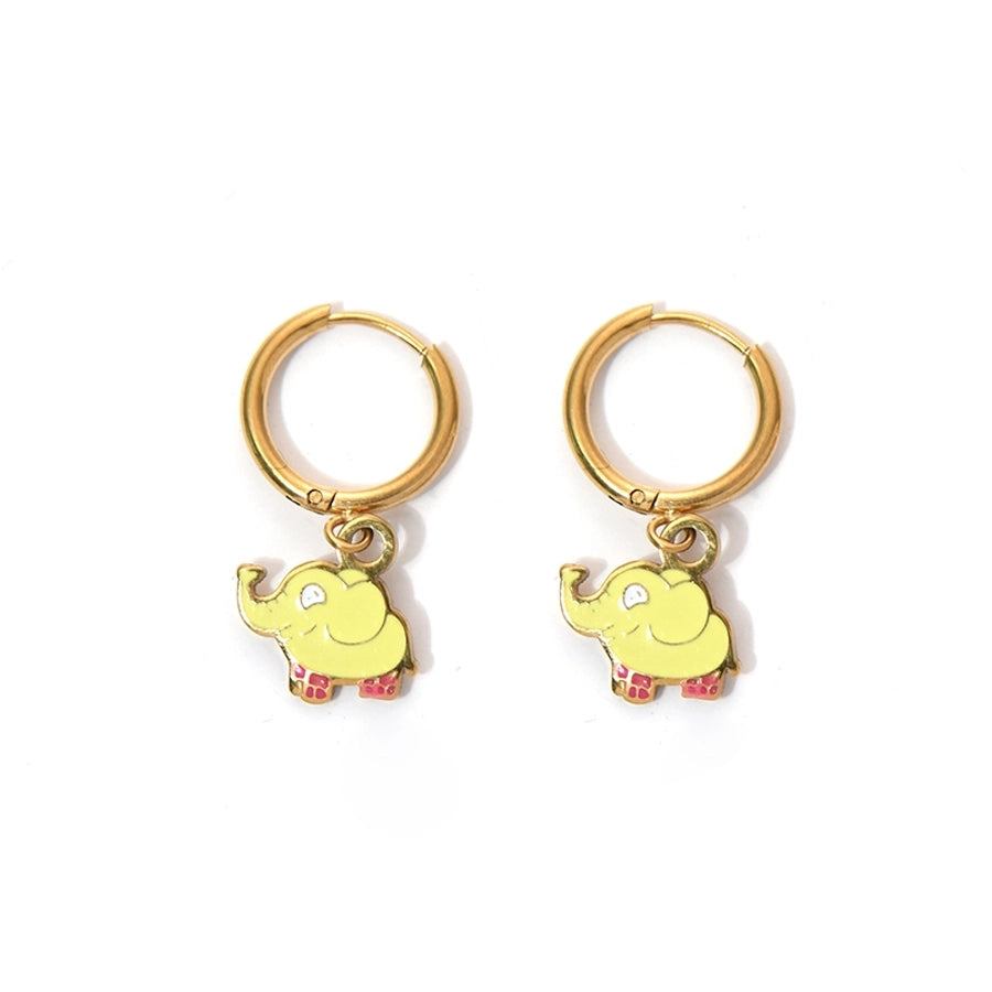 Girls Animal Drop Earrings Stainless Steel 14K Gold Plated