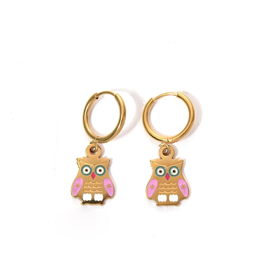 Girls Animal Drop Earrings Stainless Steel 14K Gold Plated