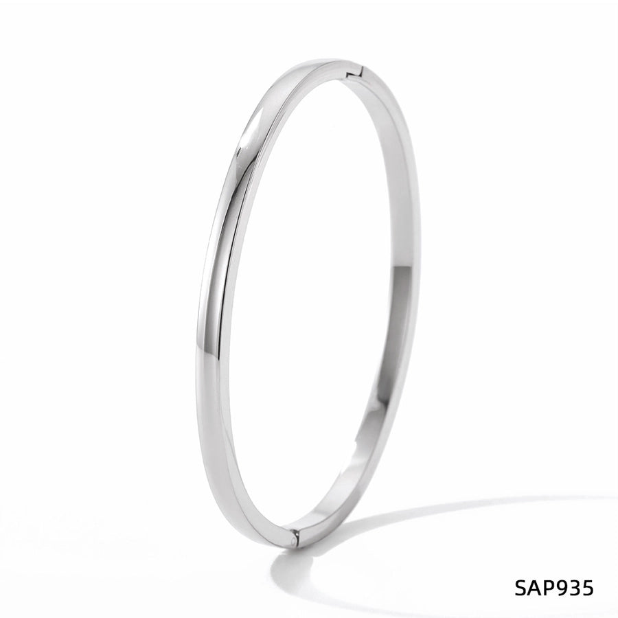 Simply Gorge Stainless Steel 16K Gold Plated White Gold-Plated Zircon Bangles