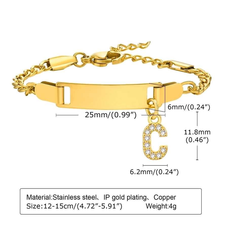 Initial Zircon Stainless Steel Bar Bracelet