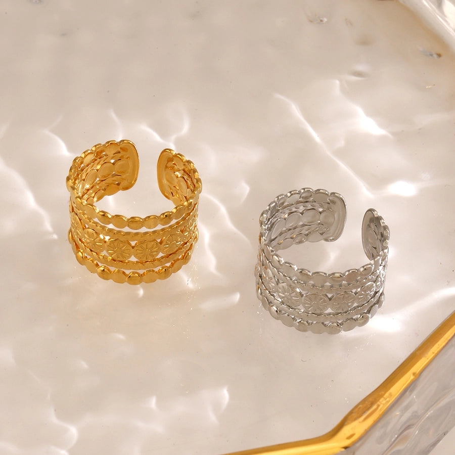 Cuff Stainless Steel 18K Gold Plated Ring