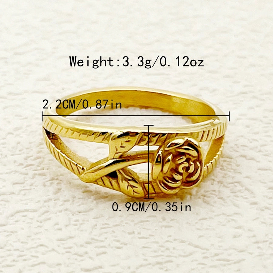 Rose Ring Stainless Steel 14K Gold Plated