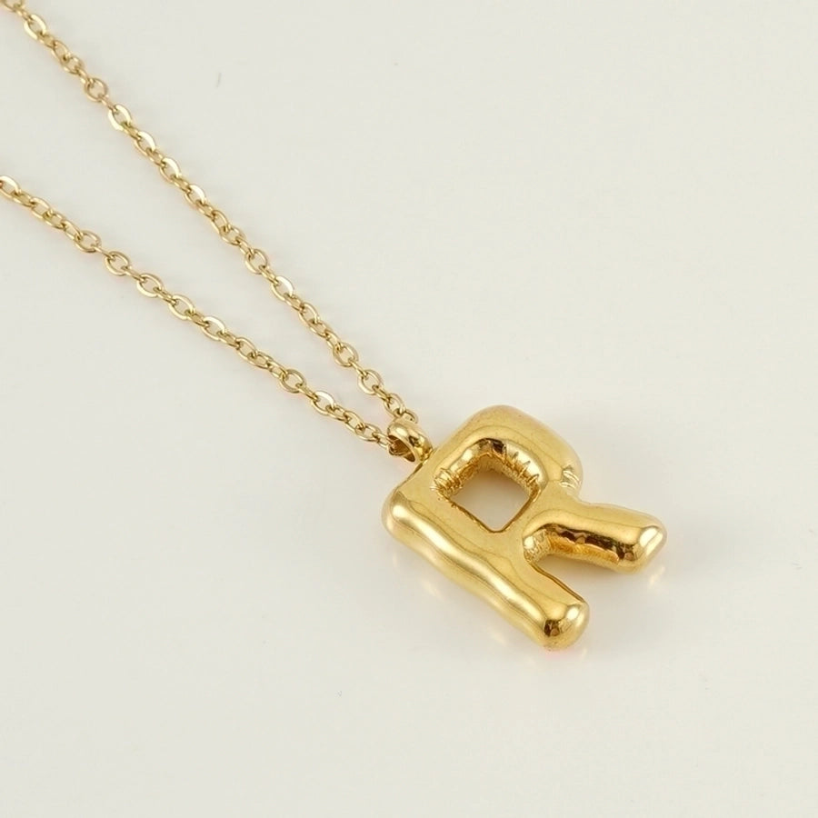 Level Up Letter Necklace Stainless Steel Titanium Steel 18K Gold Plated