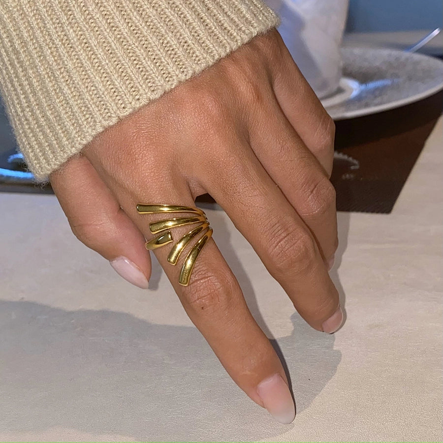 Burst of Light Stainless Steel Open Ring