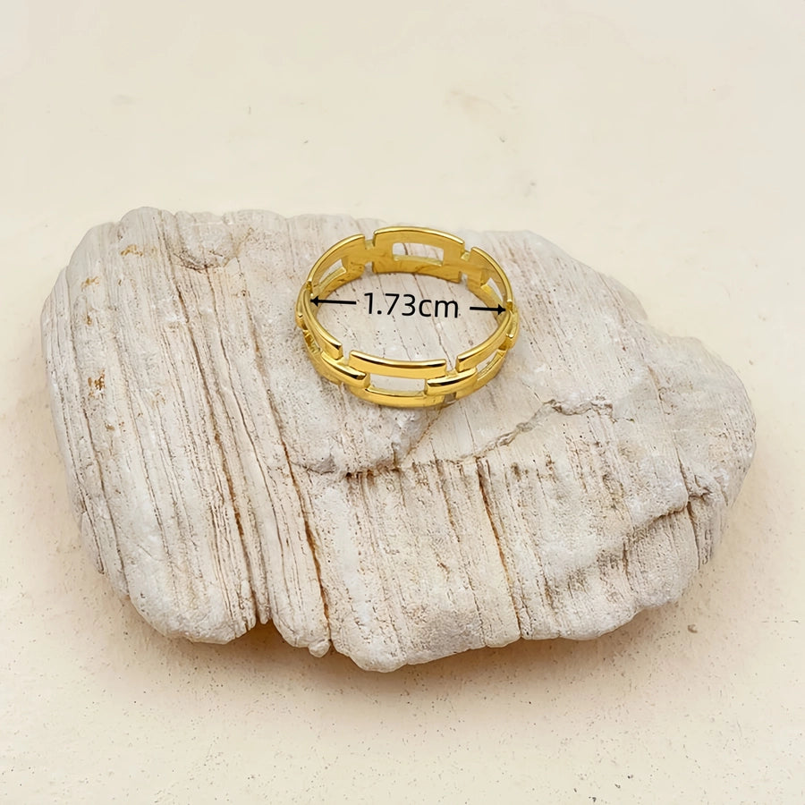 Chain Link Style 18K Gold Plated Hollow Ring