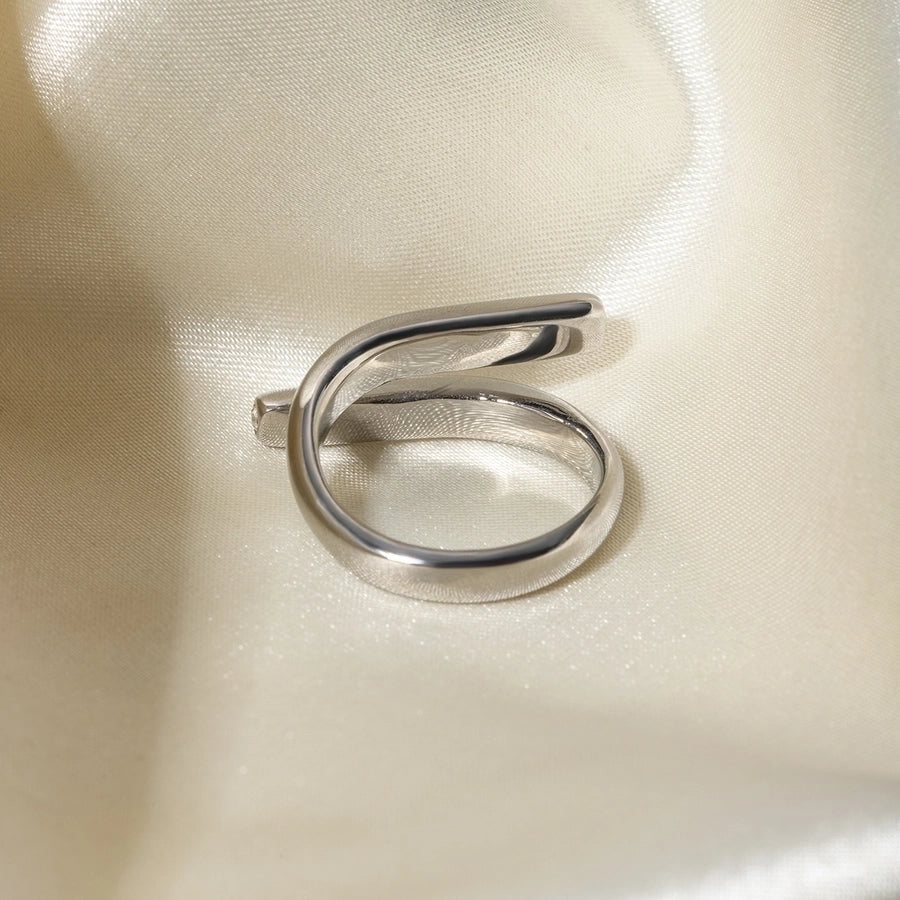 Opposite Bar Modern Style Stainless Steel 18K Gold Plated Ring