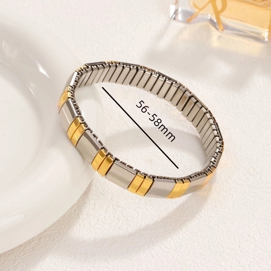Stackable Stretch Bracelets Stainless Steel, 18K Gold Plated Zircon