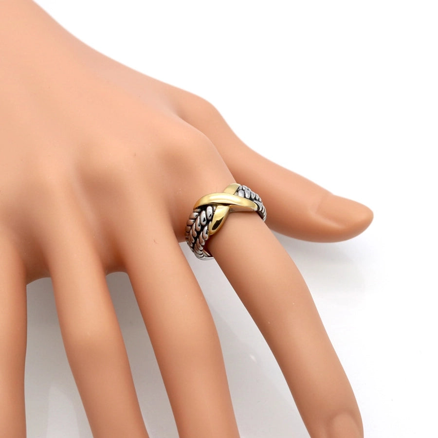 Criss Cross Rope Ring Stainless Steel 18K Gold Plated